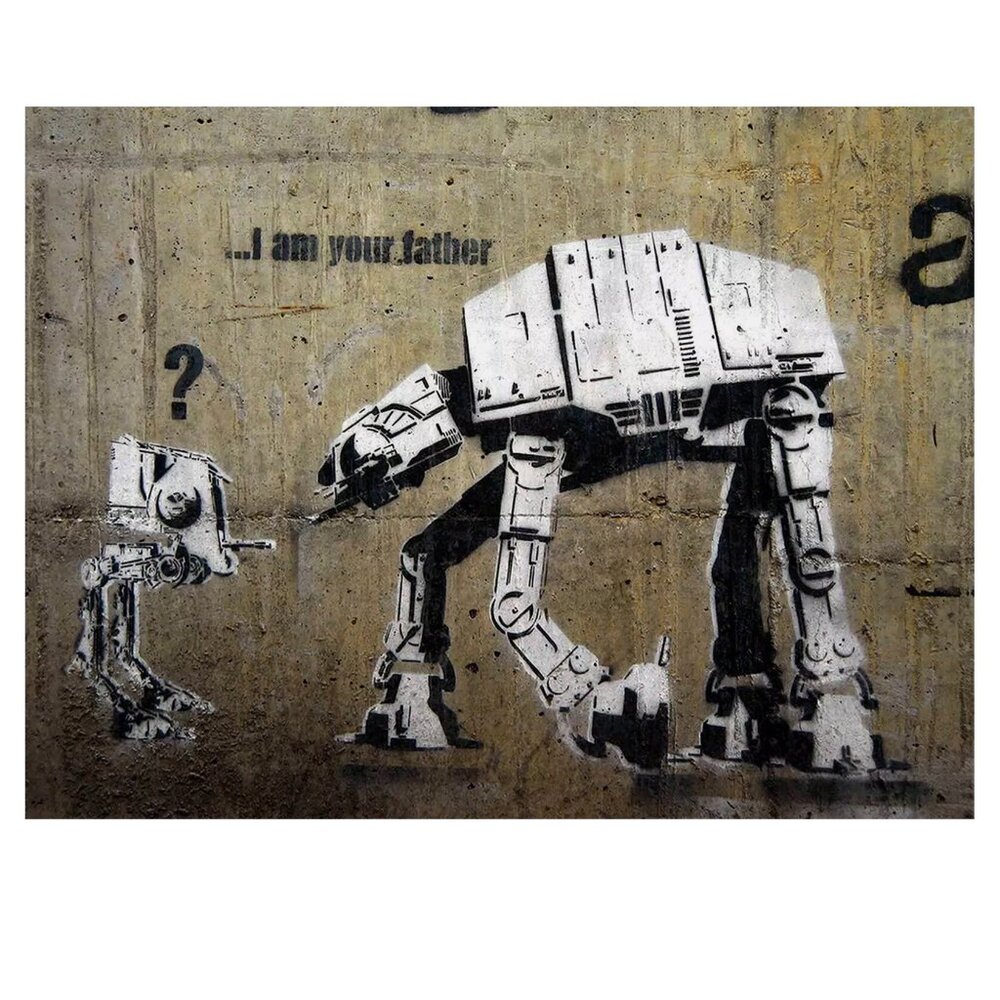 BANKSY - STAR WARS - AT-AT & AT-ST - I AM YOUR FATHER CANVAS WALL ART 26x40